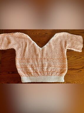 Peach and Cream Textured Knit Crop Top